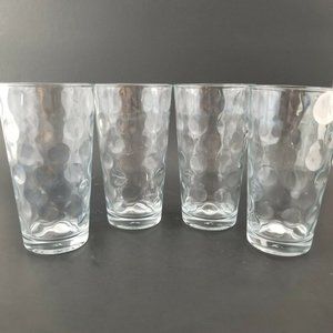 Set of 4 Pasabahce Bubble Thumbprint 16oz Cooler Glass Tumblers Made in Turkey